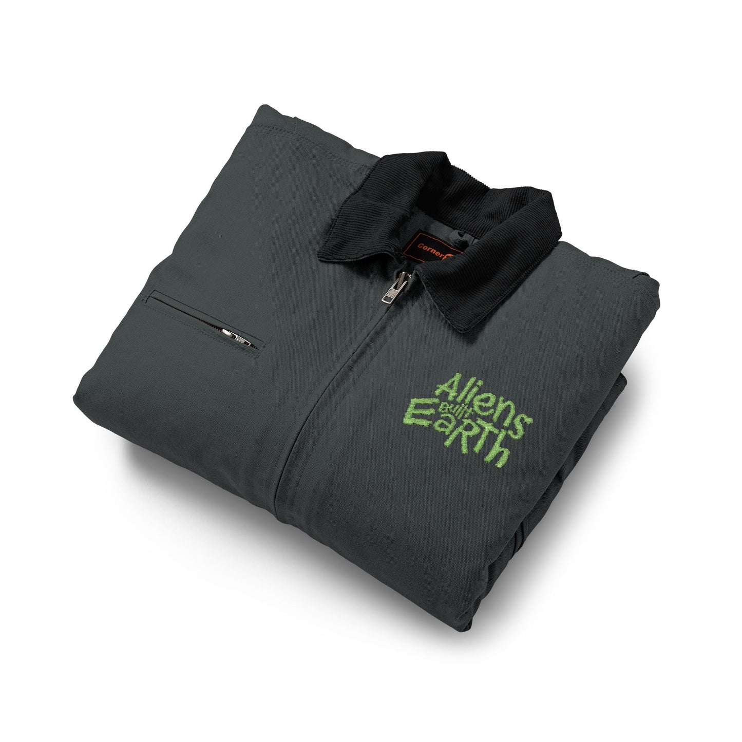 Work Jacket — "Always Hope for Earth" Embroidered Black Duck Cloth