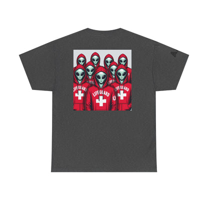 Alien Lifeguard Graphic Tee — Retro Sci‑Fi Crewneck T‑Shirt