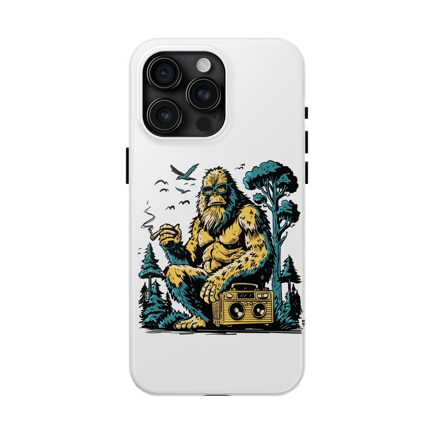 Bigfoot Chill Tough Phone Case — Retro Sasquatch with Boombox