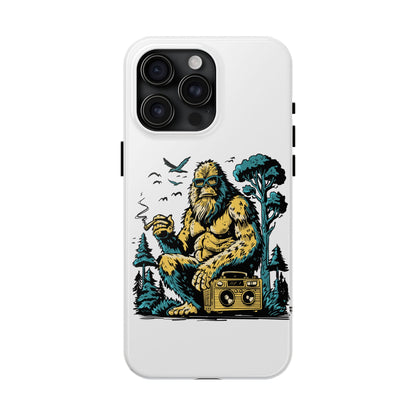 Bigfoot Chill Tough Phone Case — Retro Sasquatch with Boombox