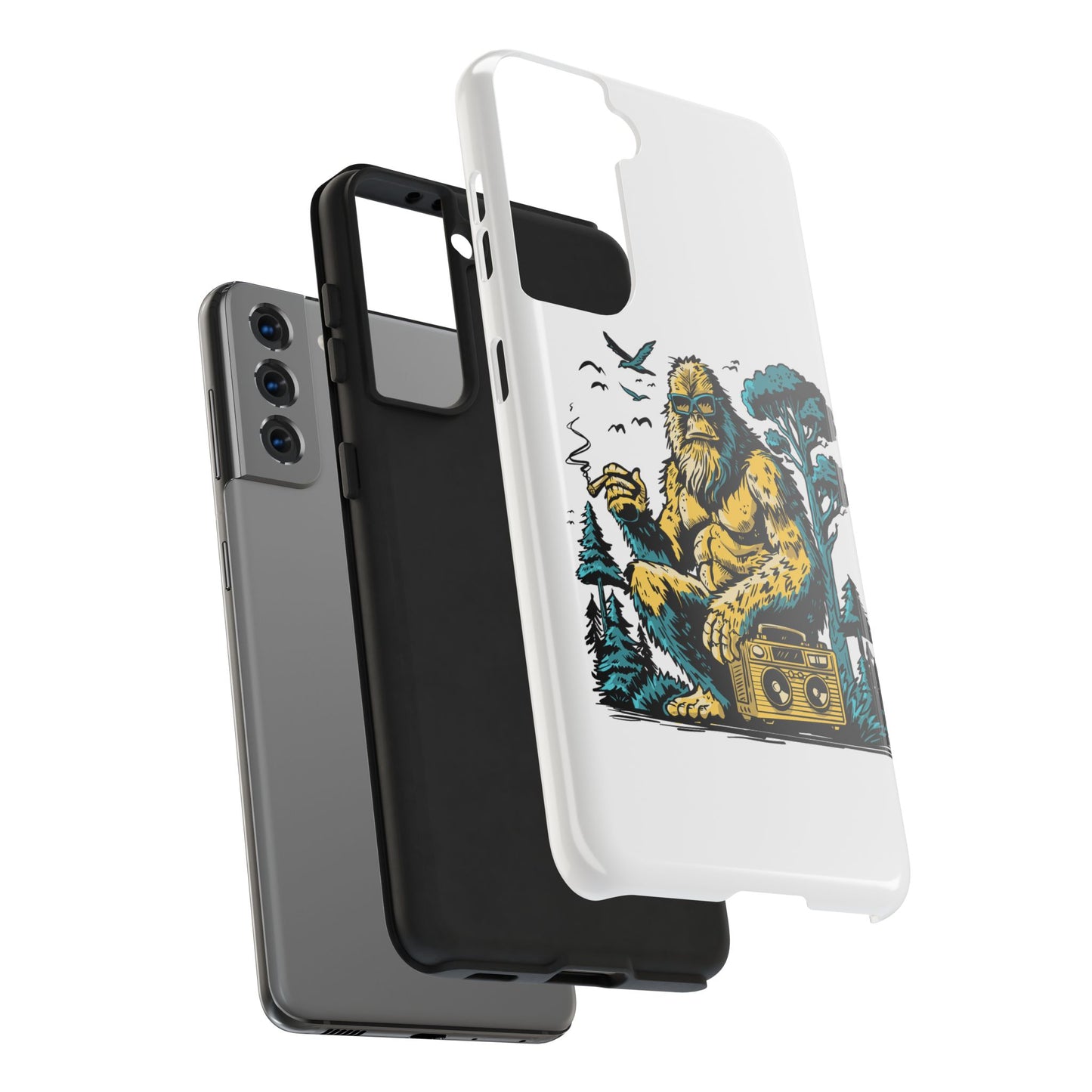 Bigfoot Chill Tough Phone Case — Retro Sasquatch with Boombox