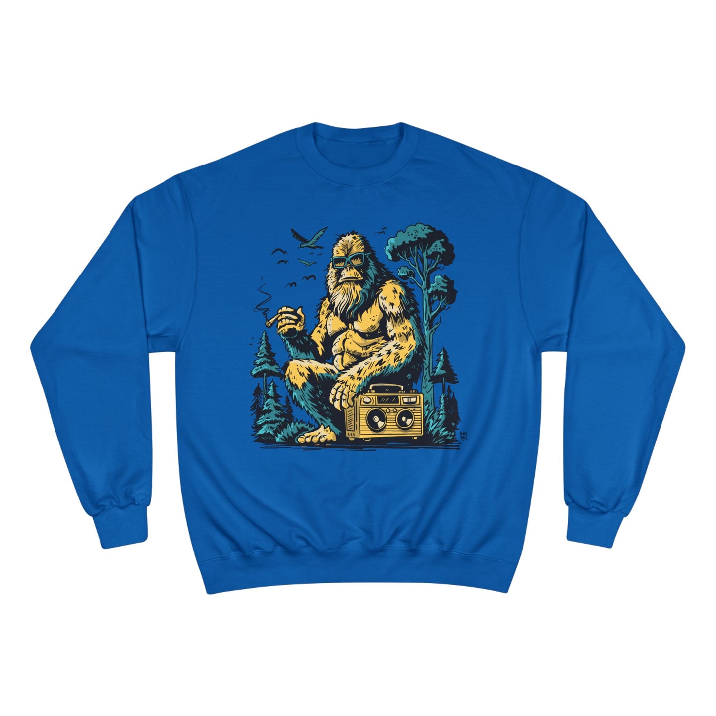 Sasquatch Camping Sweatshirt — Retro Bigfoot Graphic Crewneck
