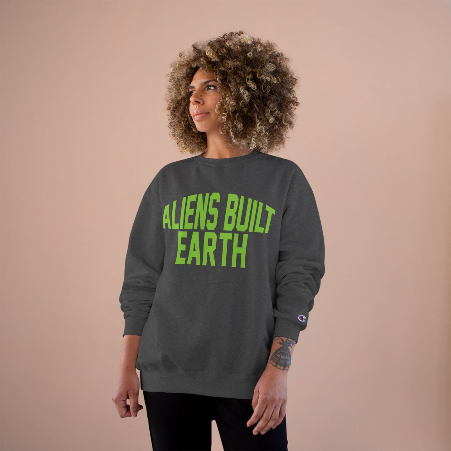 Aliens Built Earth Sweatshirt — Retro Green Graphic Crewneck