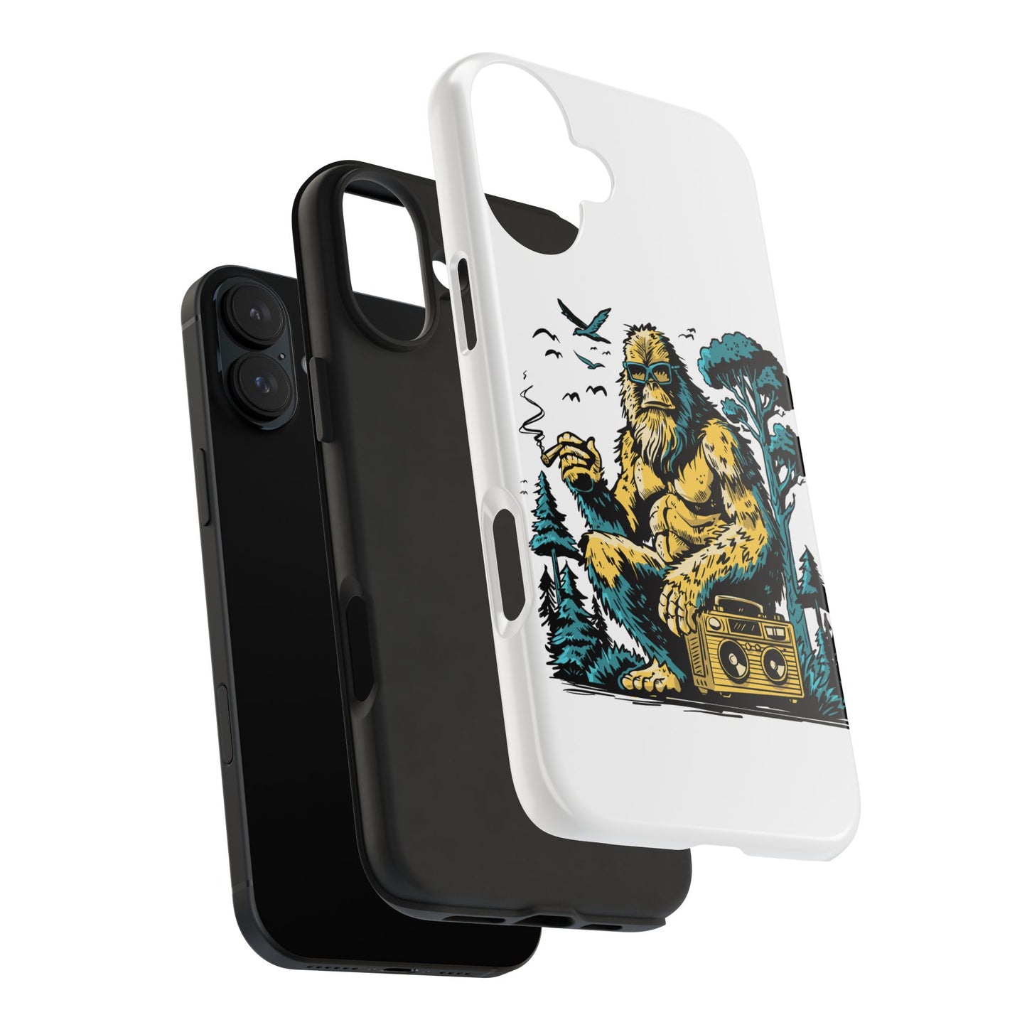 Bigfoot Chill Tough Phone Case — Retro Sasquatch with Boombox