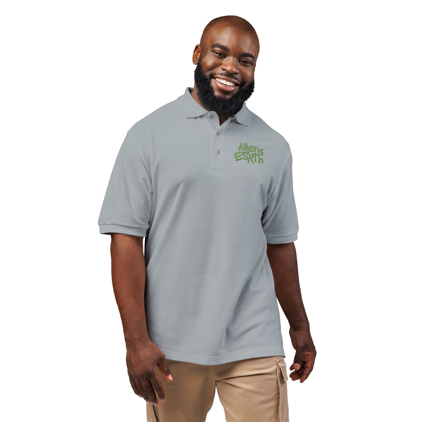 Embroidered Green Foliage Polo Shirt