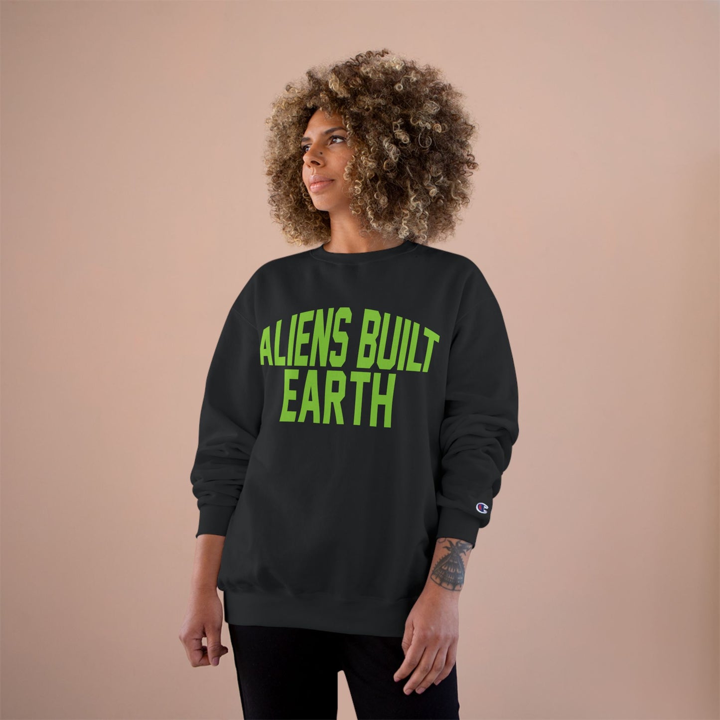 Aliens Built Earth Sweatshirt — Retro Green Graphic Crewneck