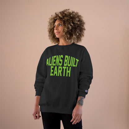 Aliens Built Earth Sweatshirt — Retro Green Graphic Crewneck