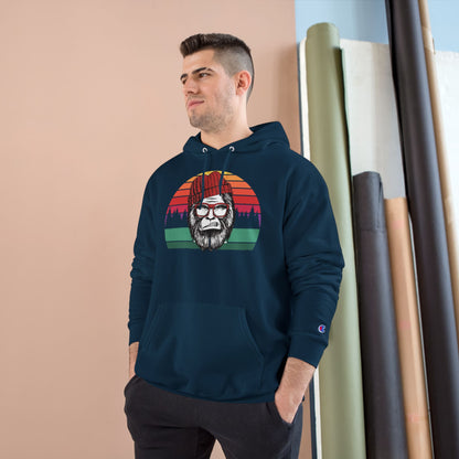Vintage Lumberjack Hoodie — Retro Striped Bearded Man Graphic