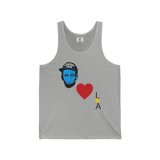 LA Love Tank Top — Blue Face Graphic with Heart & Star