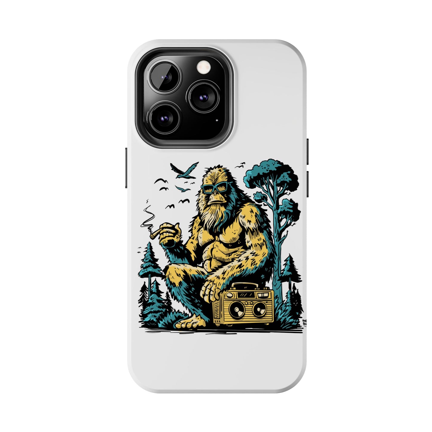 Bigfoot Chill Tough Phone Case — Retro Sasquatch with Boombox