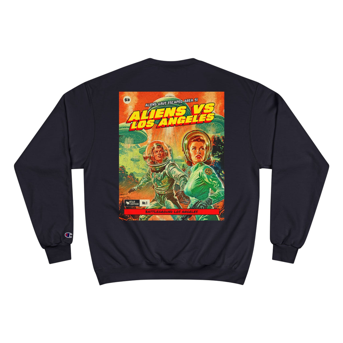 Aliens vs. Los Angeles Graphic Sweatshirt — Retro Sci‑Fi Crewneck