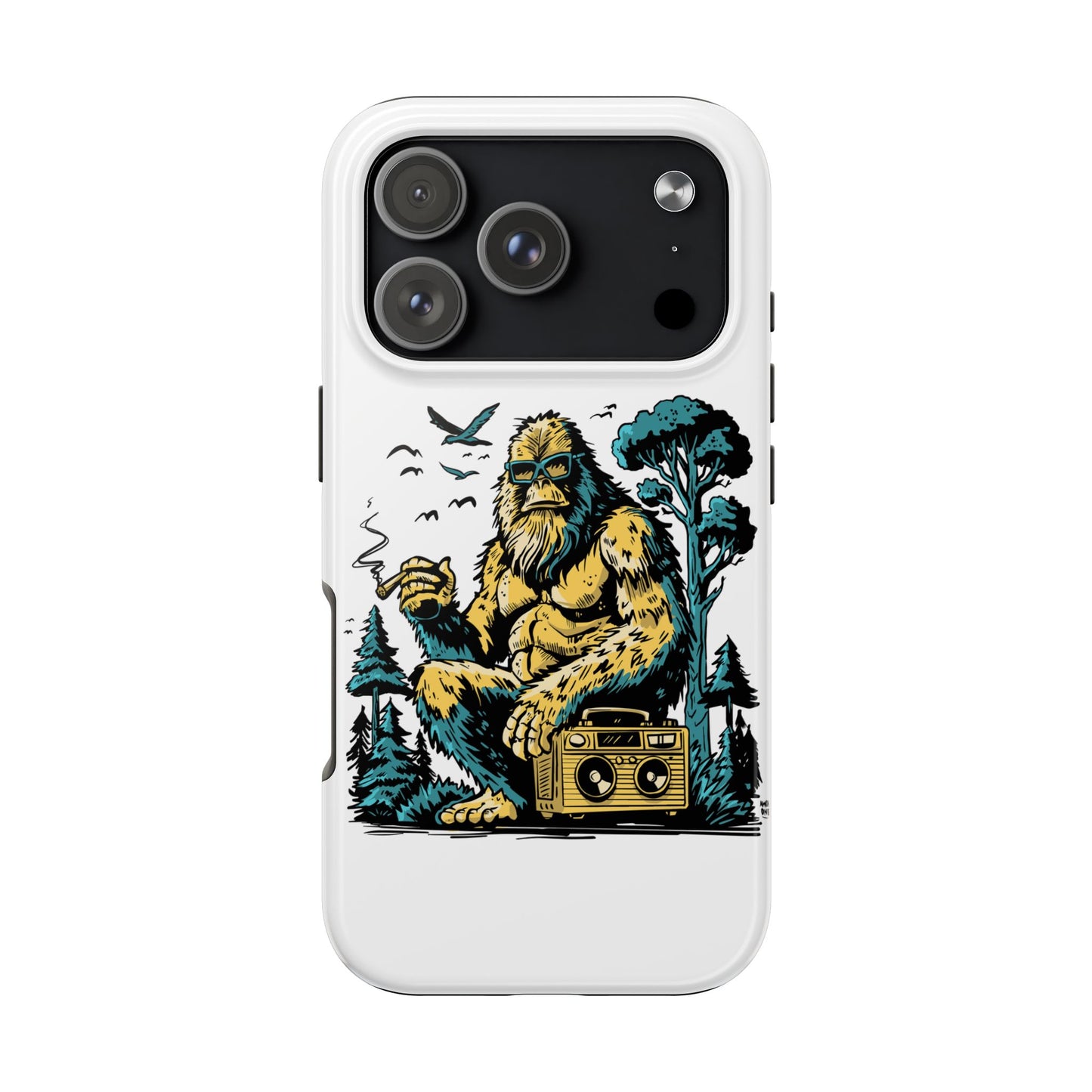 Bigfoot Chill Tough Phone Case — Retro Sasquatch with Boombox