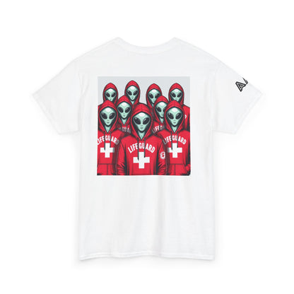 Alien Lifeguard Graphic Tee — Retro Sci‑Fi Crewneck T‑Shirt