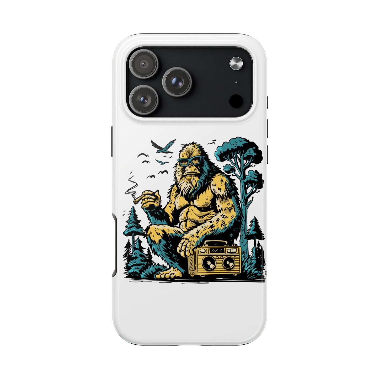 Bigfoot Chill Tough Phone Case — Retro Sasquatch with Boombox