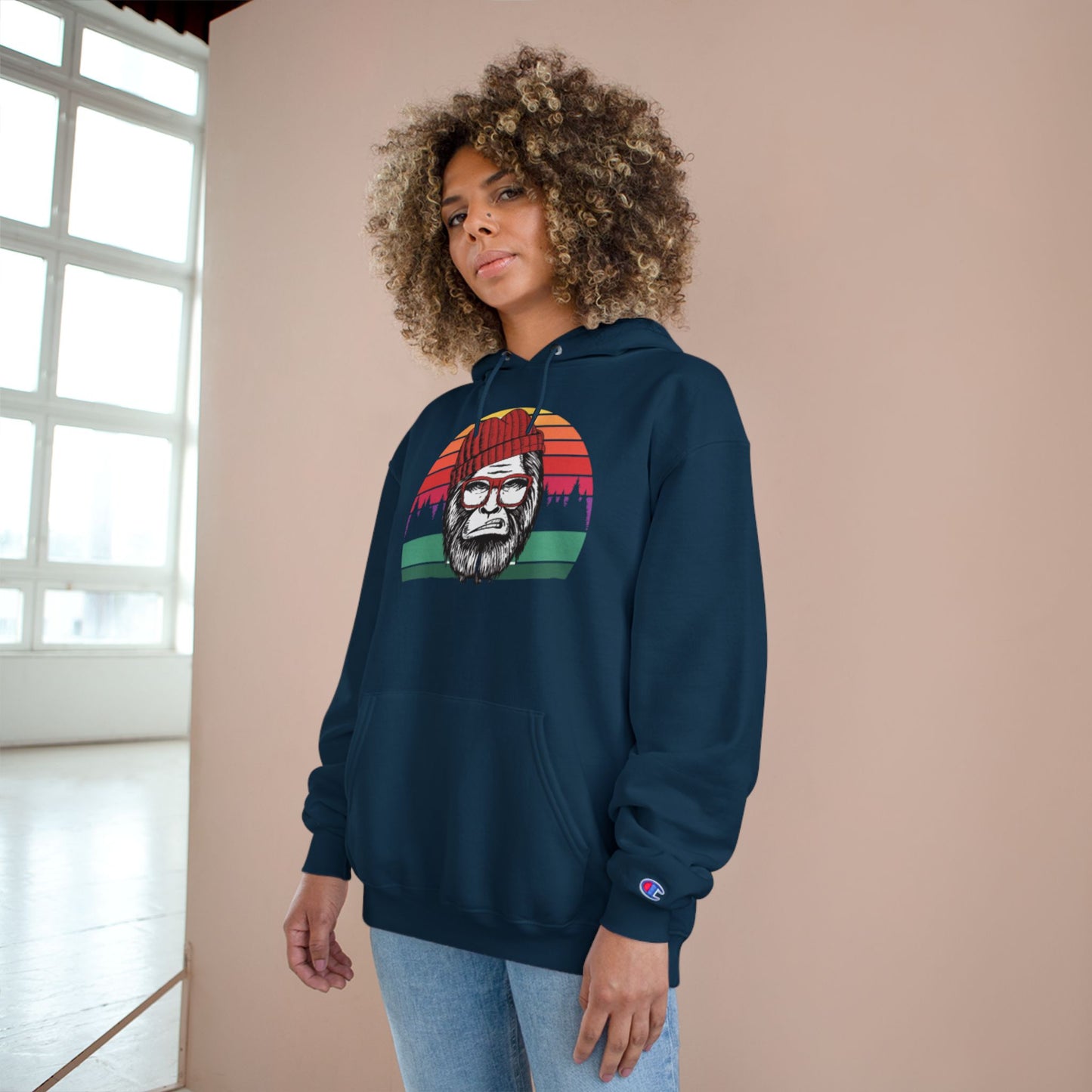 Vintage Lumberjack Hoodie — Retro Striped Bearded Man Graphic