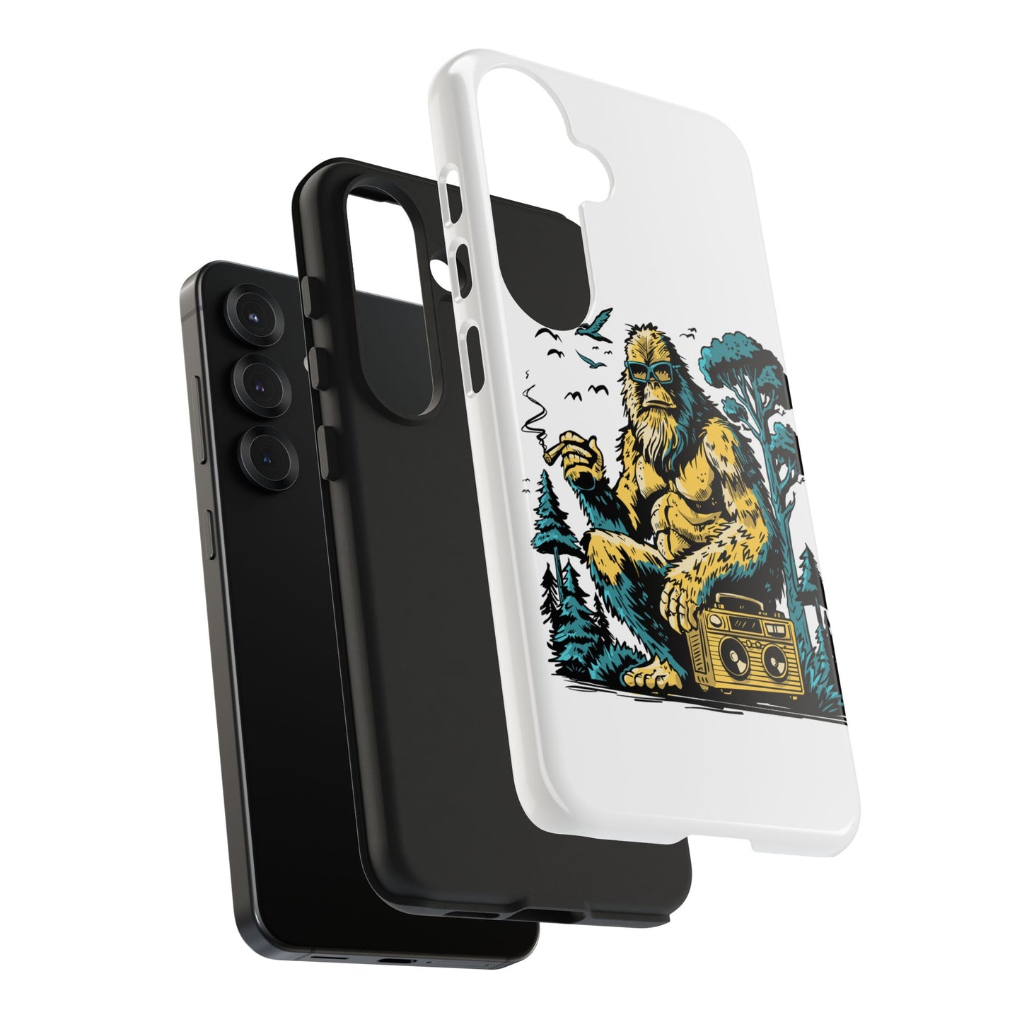 Bigfoot Chill Tough Phone Case — Retro Sasquatch with Boombox