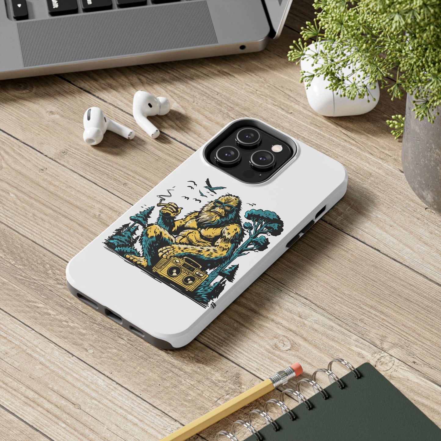 Bigfoot Chill Tough Phone Case — Retro Sasquatch with Boombox