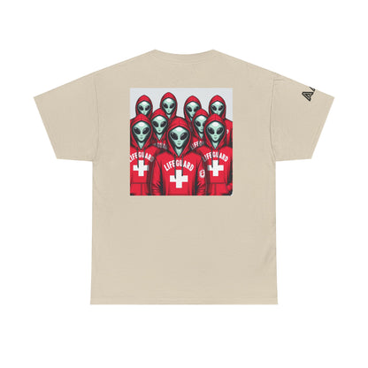 Alien Lifeguard Graphic Tee — Retro Sci‑Fi Crewneck T‑Shirt