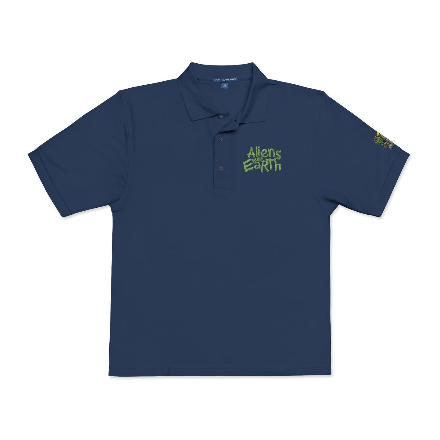Embroidered Green Foliage Polo Shirt