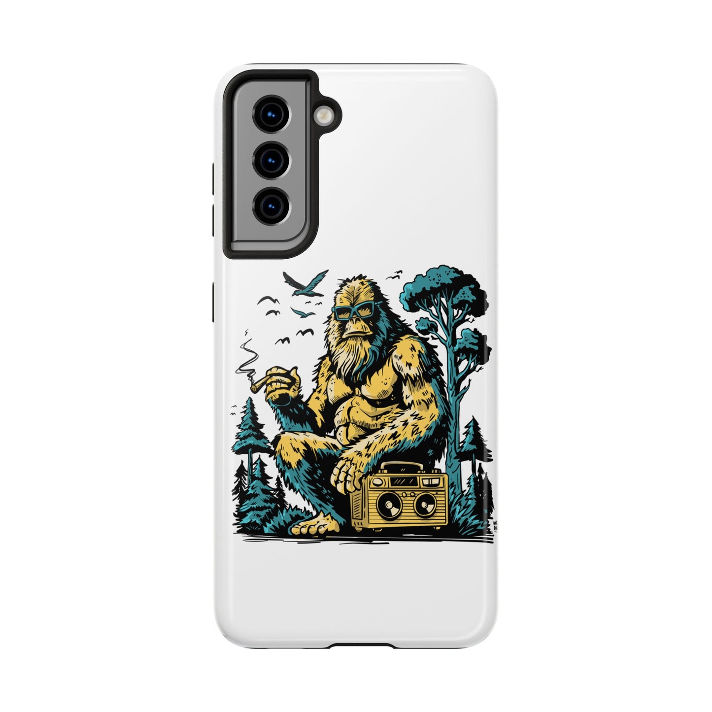 Bigfoot Chill Tough Phone Case — Retro Sasquatch with Boombox