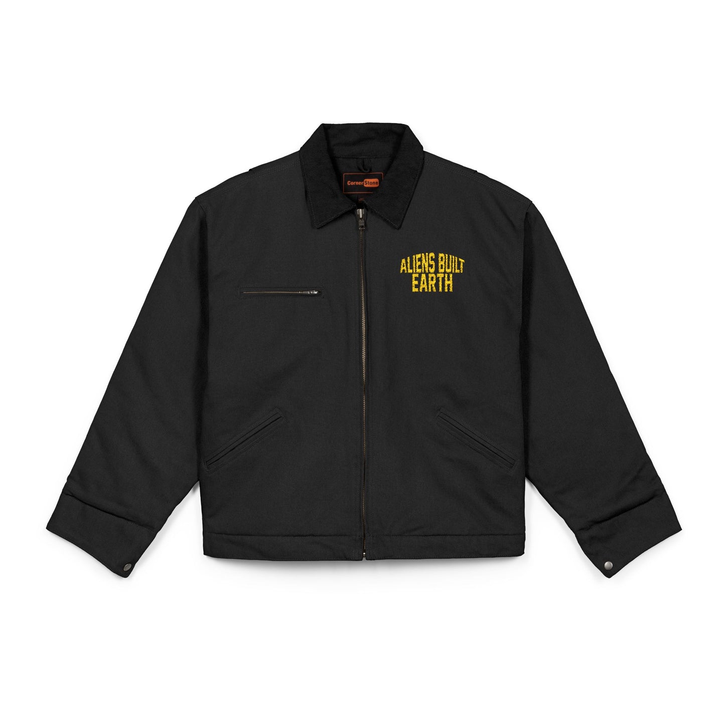 Work Jacket — "Always Hope for Earth" Embroidered Black Duck Cloth