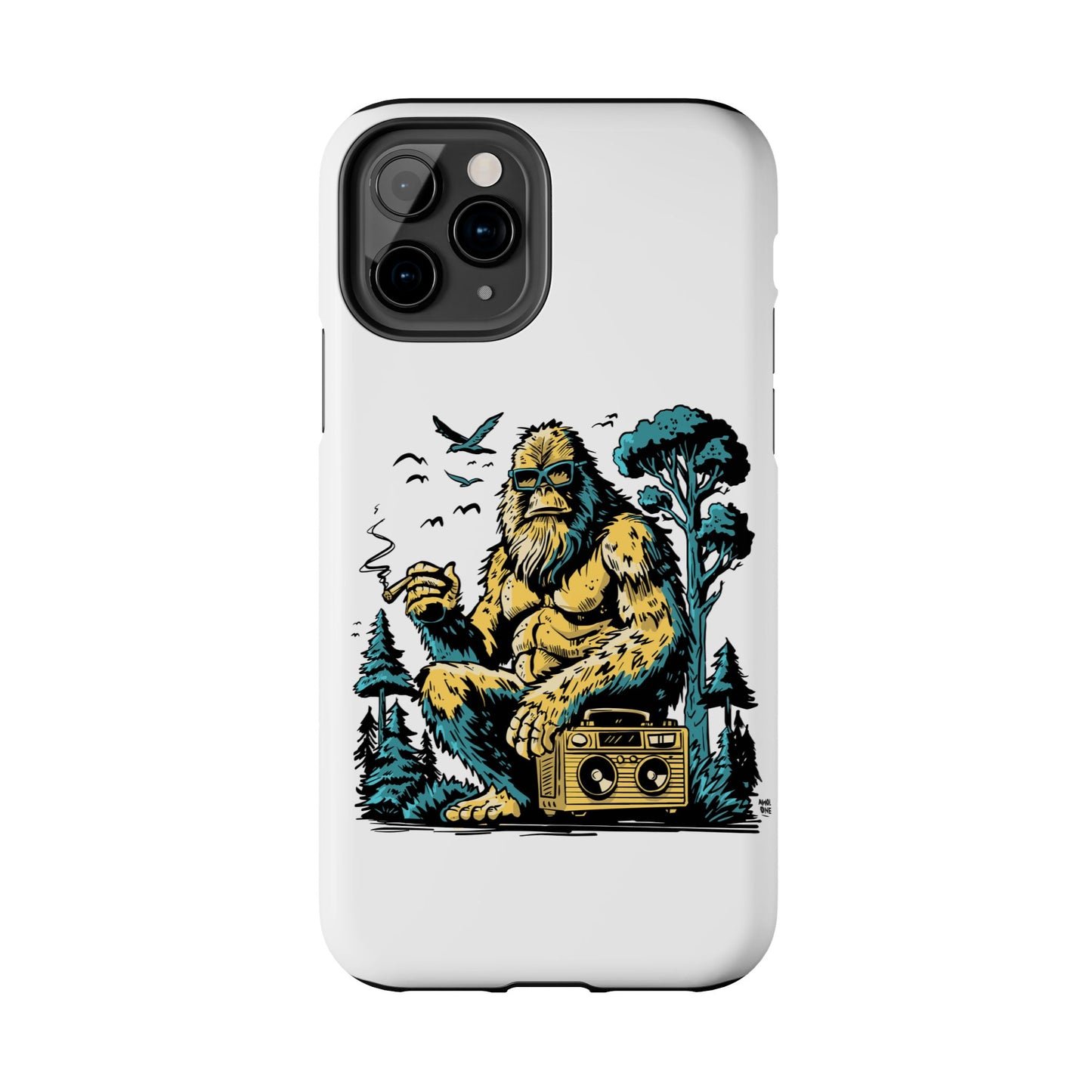 Bigfoot Chill Tough Phone Case — Retro Sasquatch with Boombox