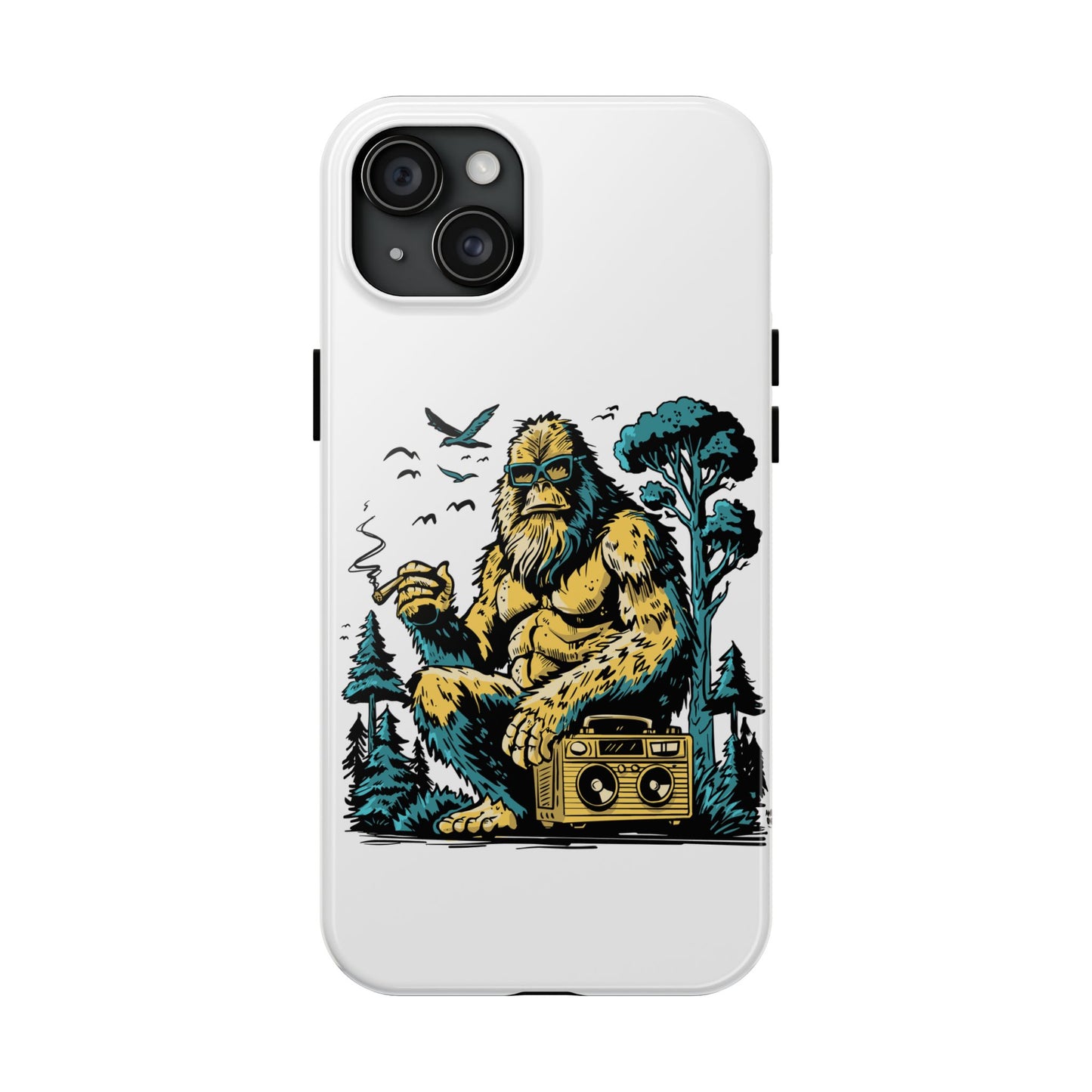 Bigfoot Chill Tough Phone Case — Retro Sasquatch with Boombox