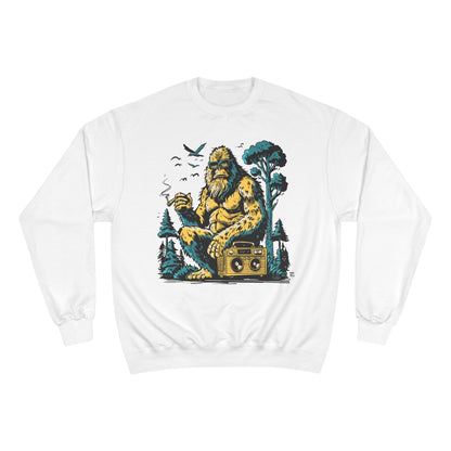 Sasquatch Camping Sweatshirt — Retro Bigfoot Graphic Crewneck