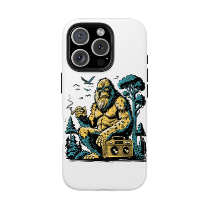 Bigfoot Chill Tough Phone Case — Retro Sasquatch with Boombox