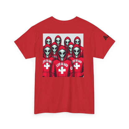 Alien Lifeguard Graphic Tee — Retro Sci‑Fi Crewneck T‑Shirt