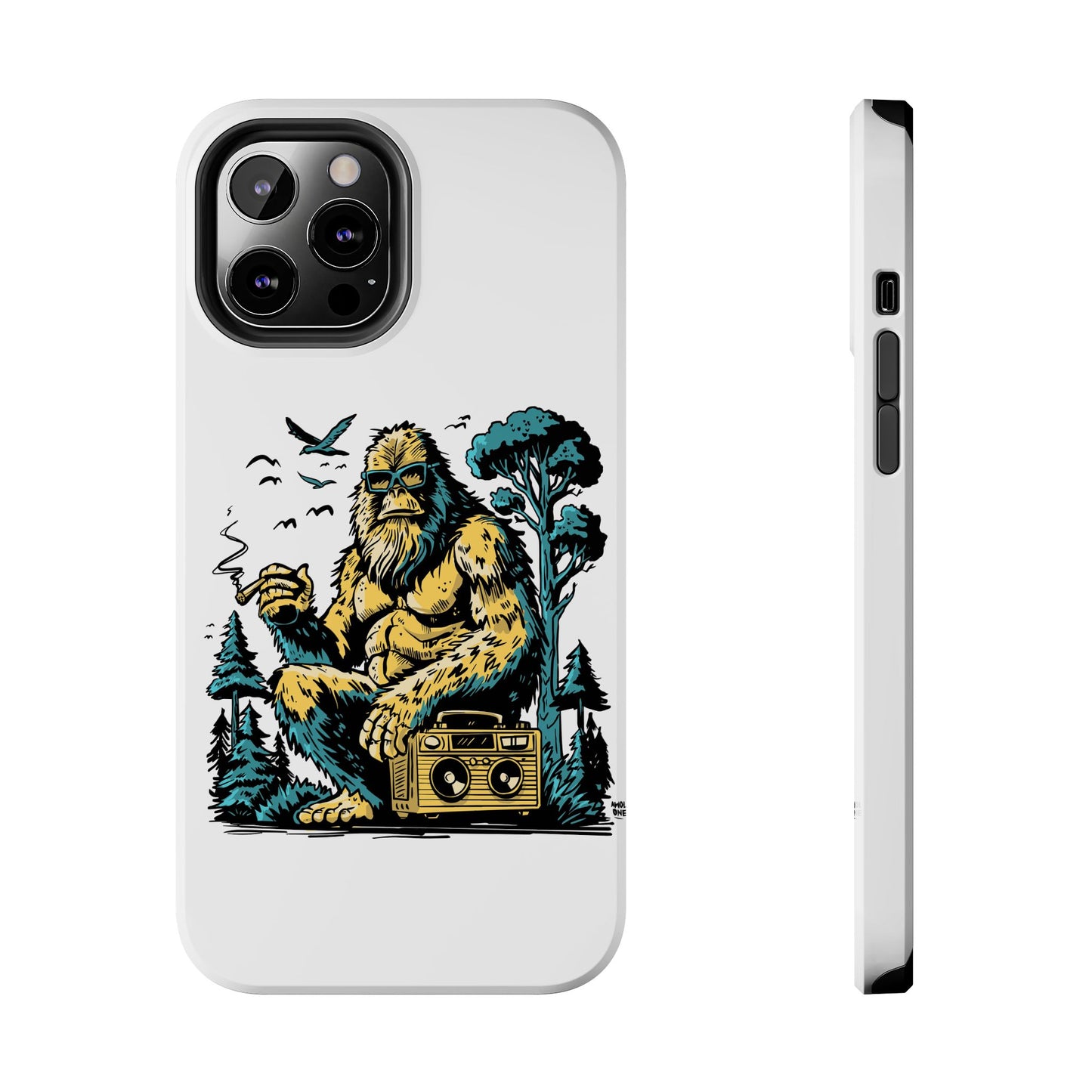 Bigfoot Chill Tough Phone Case — Retro Sasquatch with Boombox
