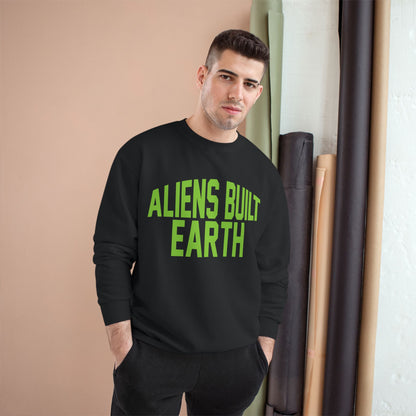 Aliens Built Earth Sweatshirt — Retro Green Graphic Crewneck
