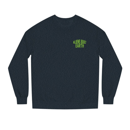 Alien Abe Crewneck Sweatshirt — "Aliens Built Earth" Graphic Pullover