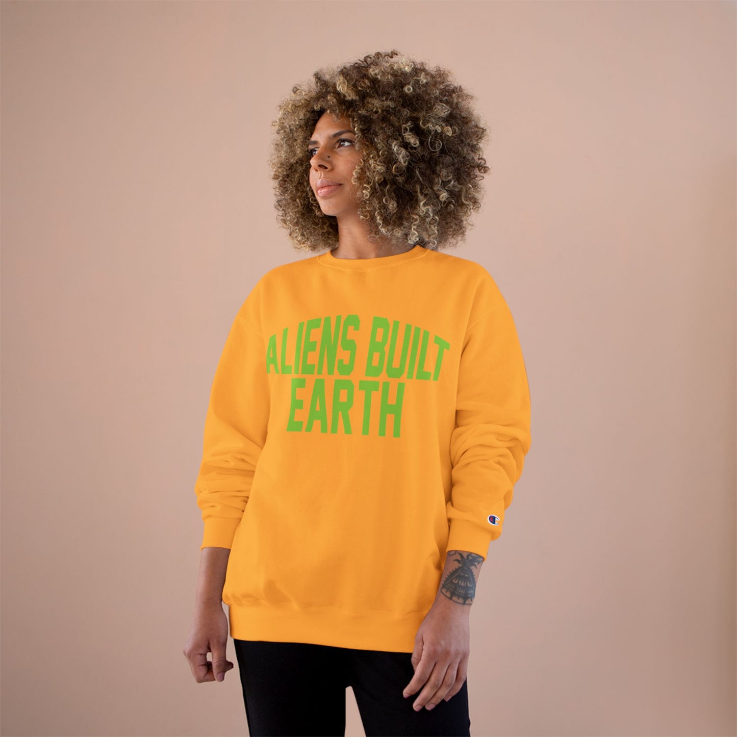 Aliens Built Earth Sweatshirt — Retro Green Graphic Crewneck