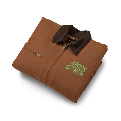 Work Jacket — "Always Hope for Earth" Embroidered Black Duck Cloth
