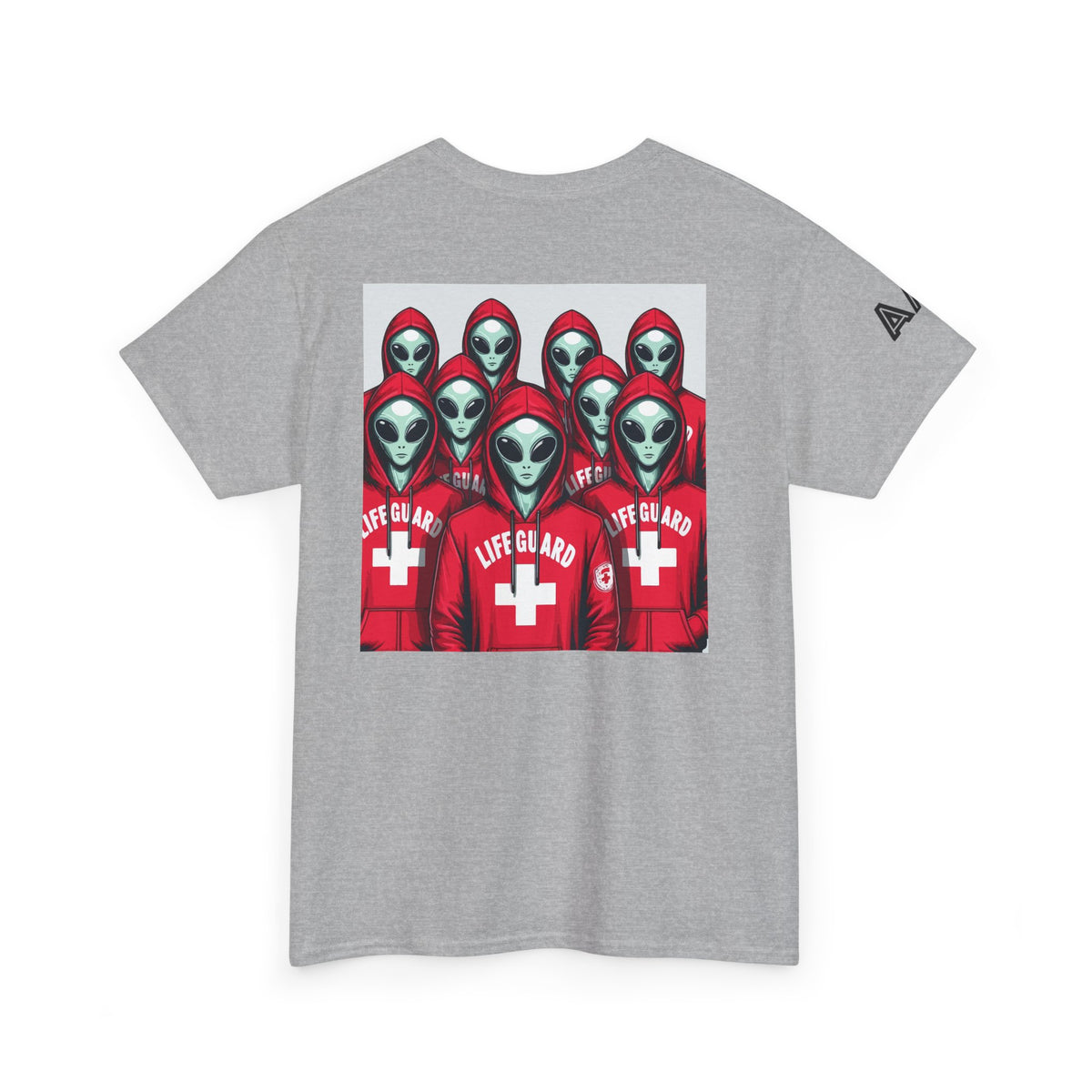 Alien Lifeguard Graphic Tee — Retro Sci‑Fi Crewneck T‑Shirt