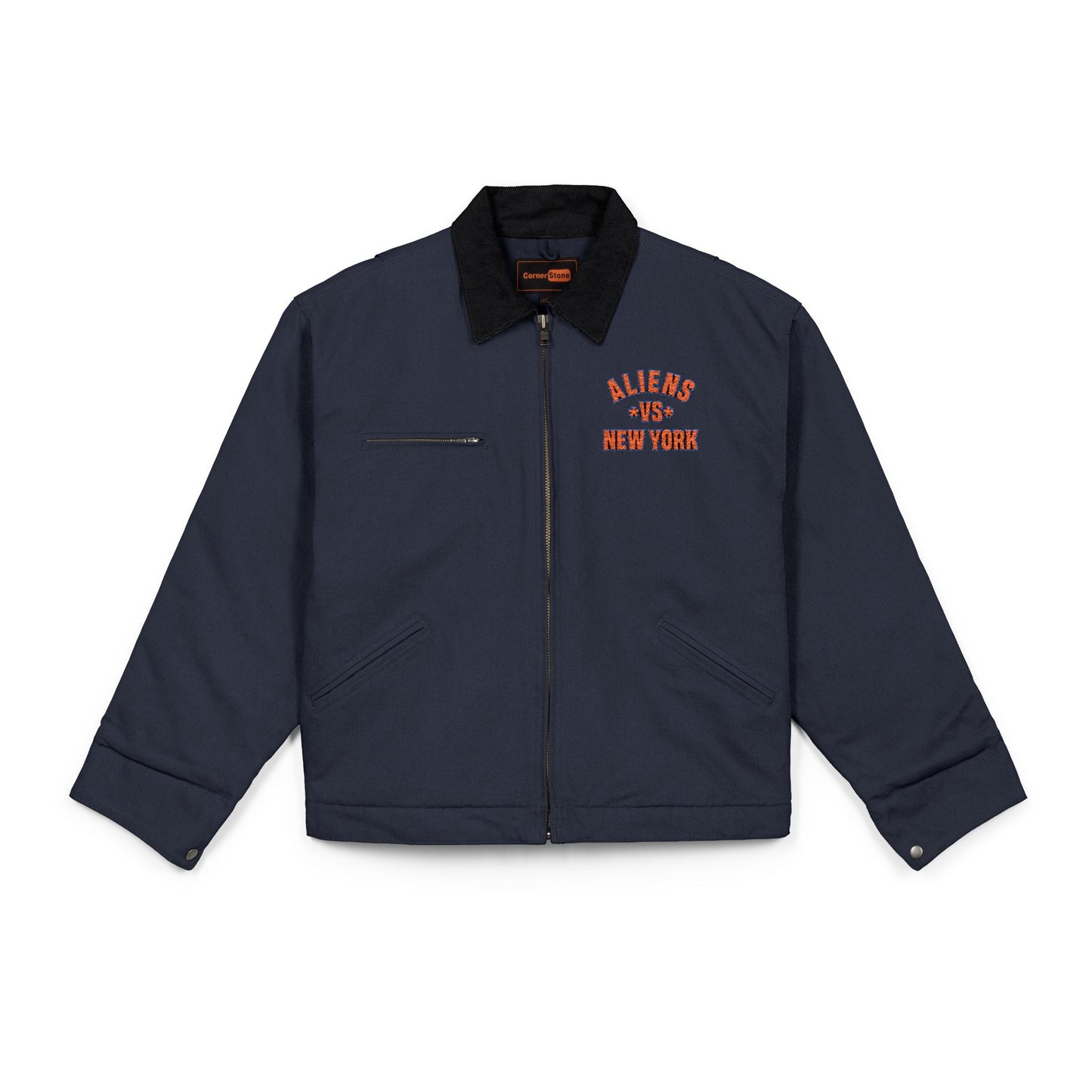 Work Jacket — Black Duck Cloth with "Riders New York" Chest Design