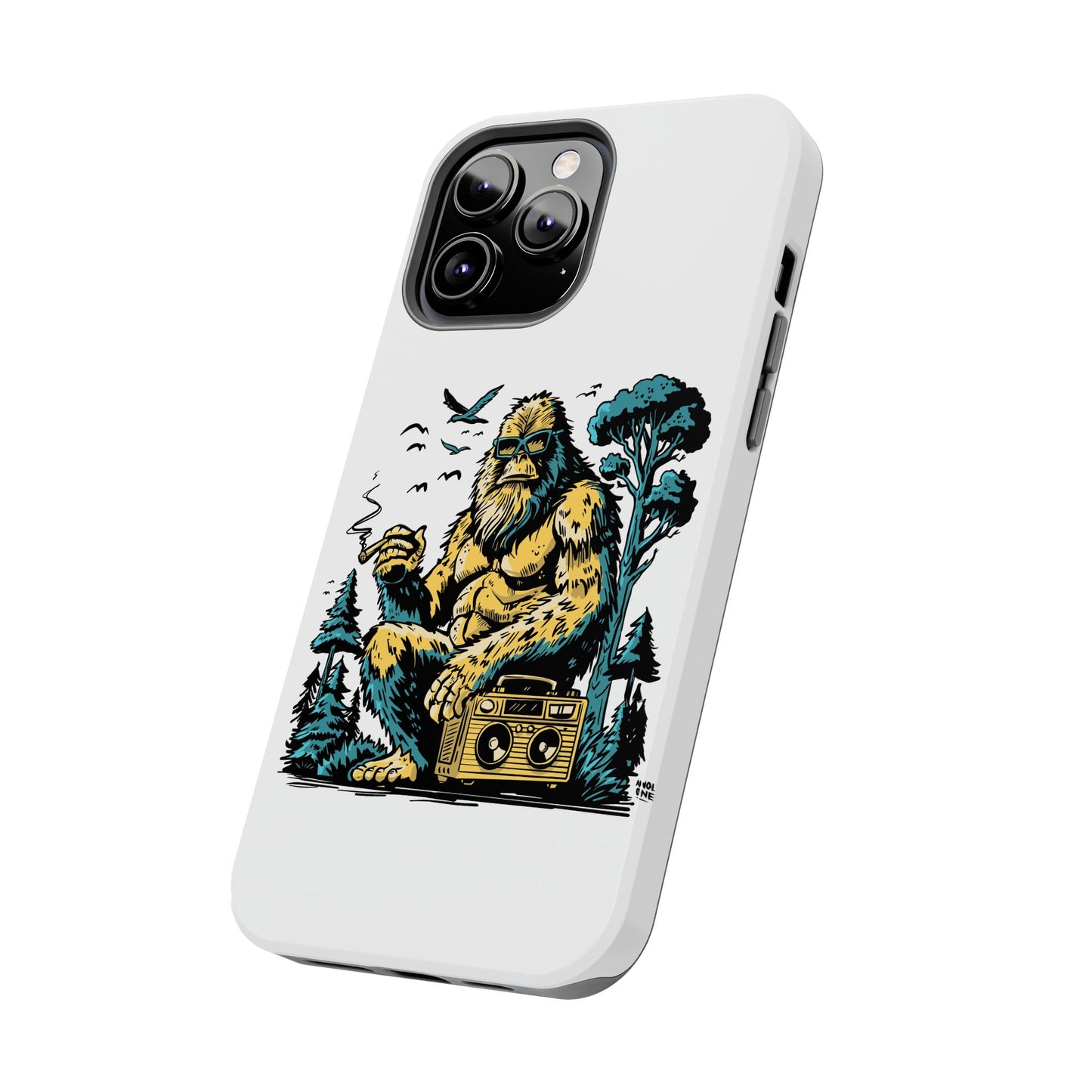 Bigfoot Chill Tough Phone Case — Retro Sasquatch with Boombox