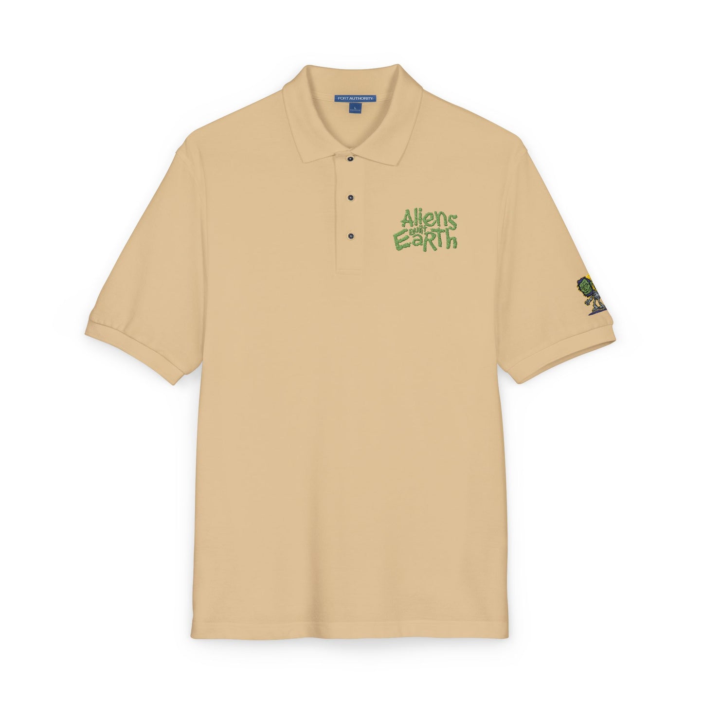 Embroidered Green Foliage Polo Shirt