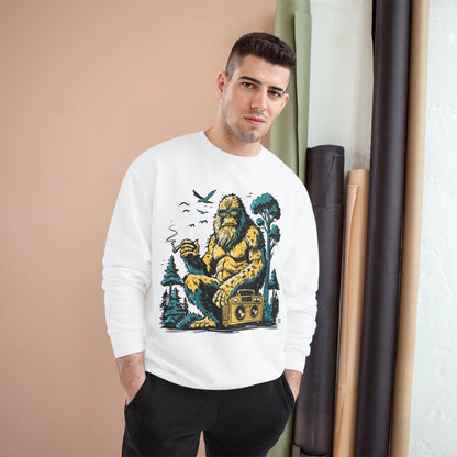 Sasquatch Camping Sweatshirt — Retro Bigfoot Graphic Crewneck