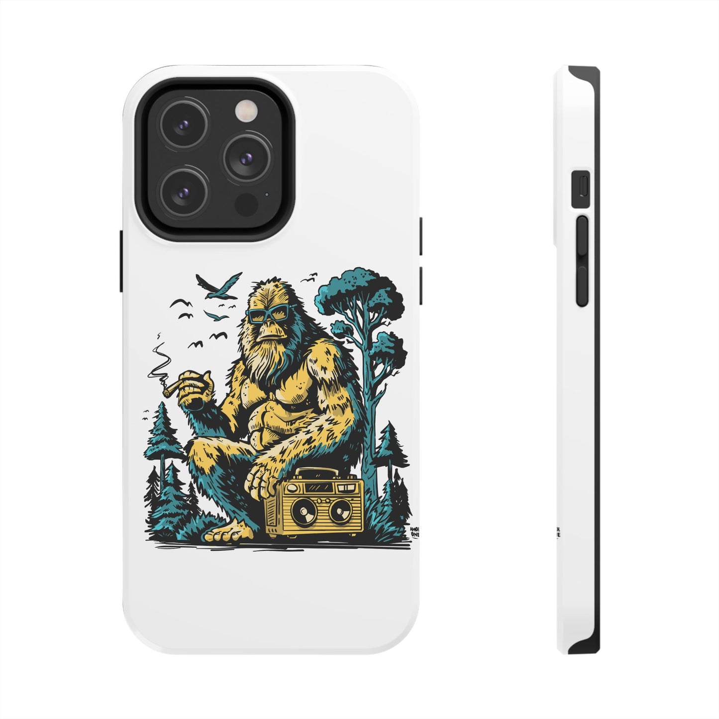 Bigfoot Chill Tough Phone Case — Retro Sasquatch with Boombox