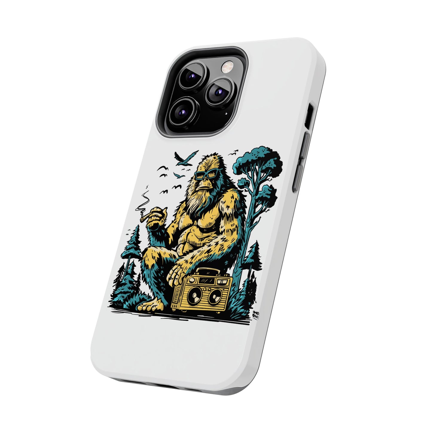 Bigfoot Chill Tough Phone Case — Retro Sasquatch with Boombox