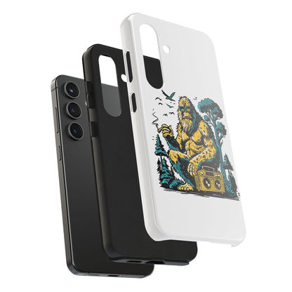 Bigfoot Chill Tough Phone Case — Retro Sasquatch with Boombox