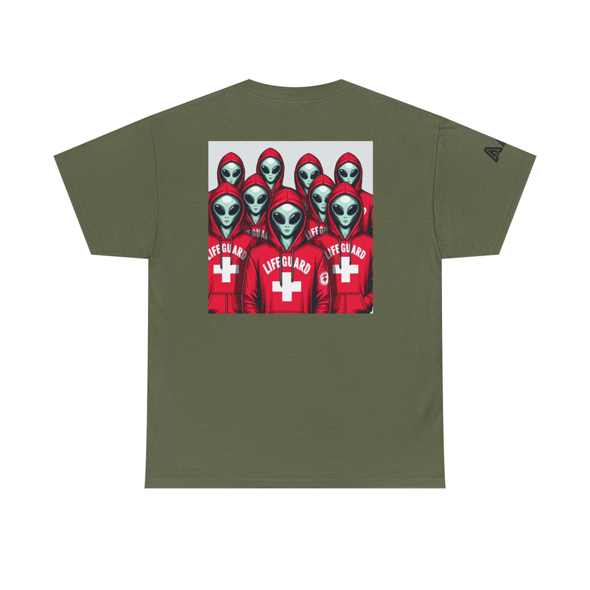 Alien Lifeguard Graphic Tee — Retro Sci‑Fi Crewneck T‑Shirt