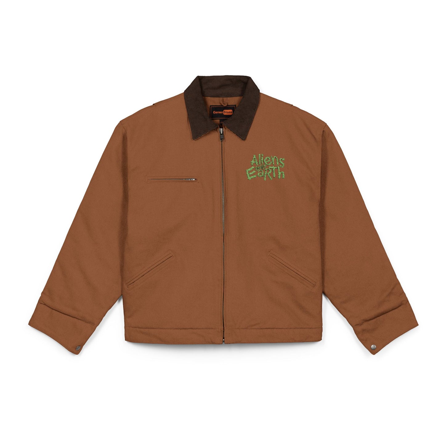 Work Jacket — "Always Hope for Earth" Embroidered Black Duck Cloth