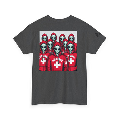 Alien Lifeguard Graphic Tee — Retro Sci‑Fi Crewneck T‑Shirt