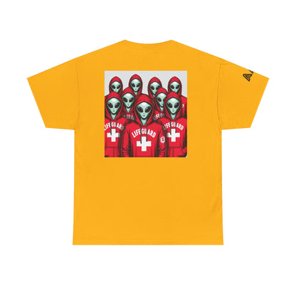 Alien Lifeguard Graphic Tee — Retro Sci‑Fi Crewneck T‑Shirt