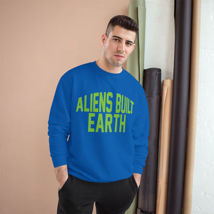 Aliens Built Earth Sweatshirt — Retro Green Graphic Crewneck