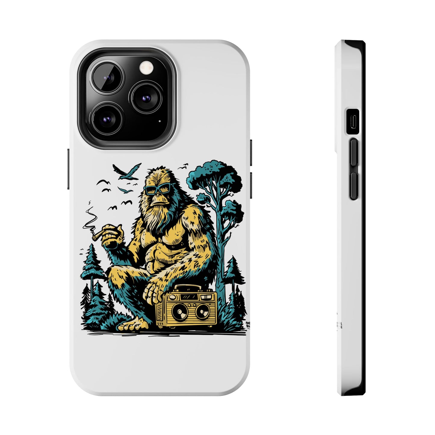 Bigfoot Chill Tough Phone Case — Retro Sasquatch with Boombox