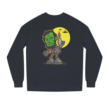 Alien Abe Crewneck Sweatshirt — "Aliens Built Earth" Graphic Pullover